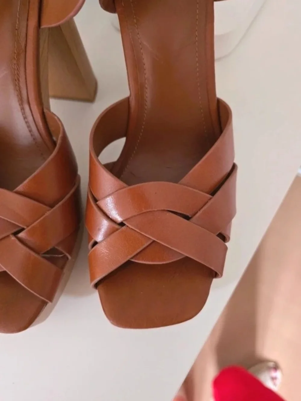 Zara Brown Leather Platform Sandals - Women
